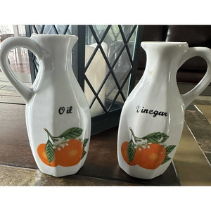 Vintage Porcelain‎ Oil and Vinegar Cruets Oranges!